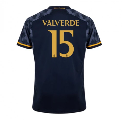 Fotballdrakt Herre Real Madrid Federico Valverde #15 Bortedrakt 2023-24 Kortermet